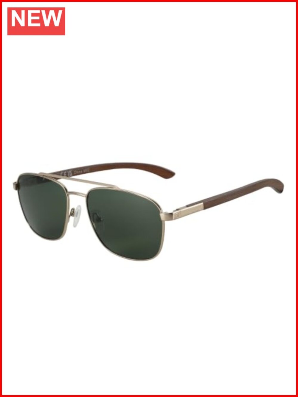 Aviator Polarized Sunglasses with Wood Frame UV400 Protection